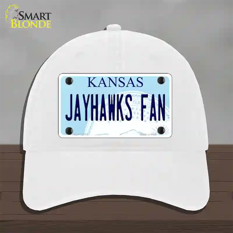 Jayhawks Fan Novelty License Plate Hat Tag Unconstructed Cotton / White