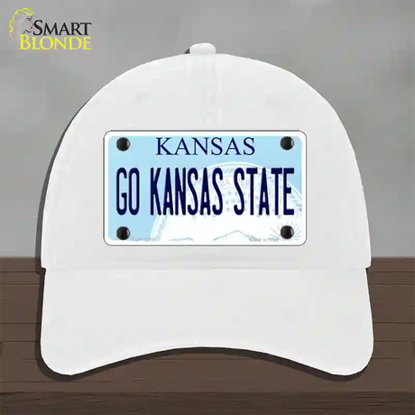 Go Kansas State Novelty License Plate Hat Tag Unconstructed Cotton / White