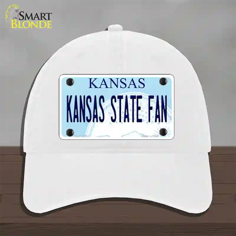 Kansas State Fan Novelty License Plate Hat Tag Unconstructed Cotton / White