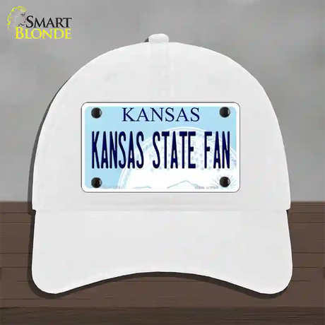 Kansas State Fan Novelty License Plate Hat Tag Unconstructed Cotton / White