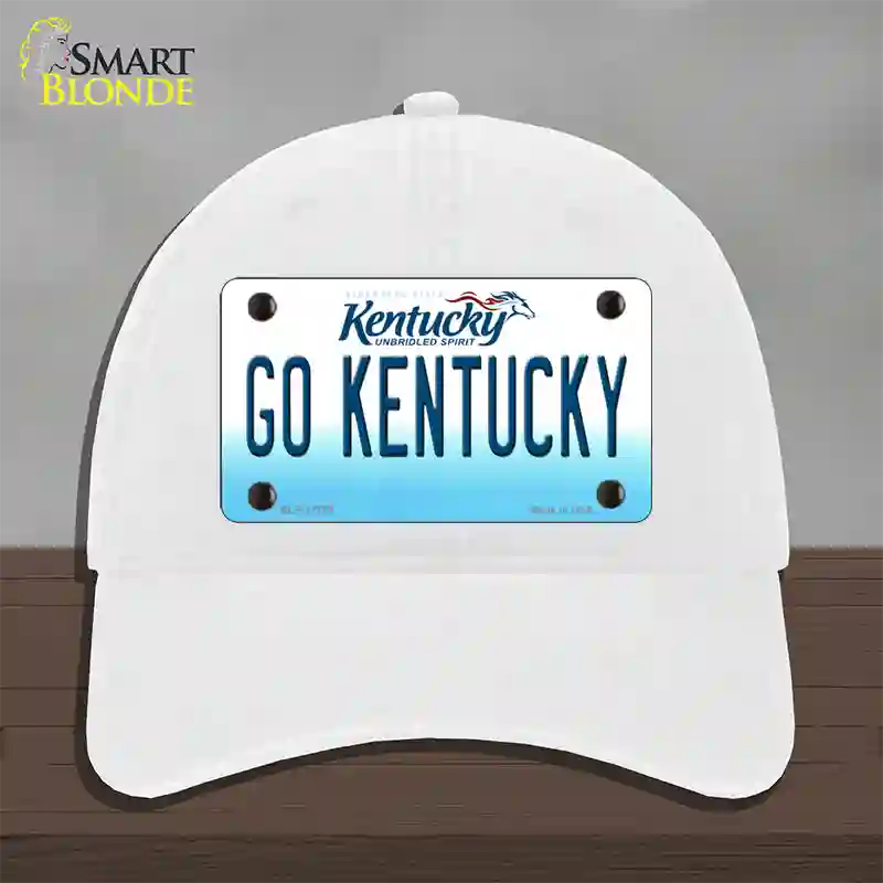 Go Kentucky Novelty License Plate Hat Tag Unconstructed Cotton / White