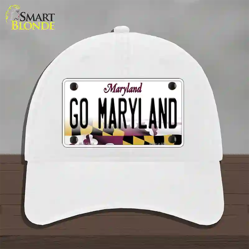 Go Maryland Novelty License Plate Hat Tag Unconstructed Cotton / White