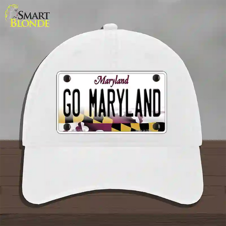 Go Maryland Novelty License Plate Hat Tag Unconstructed Cotton / White