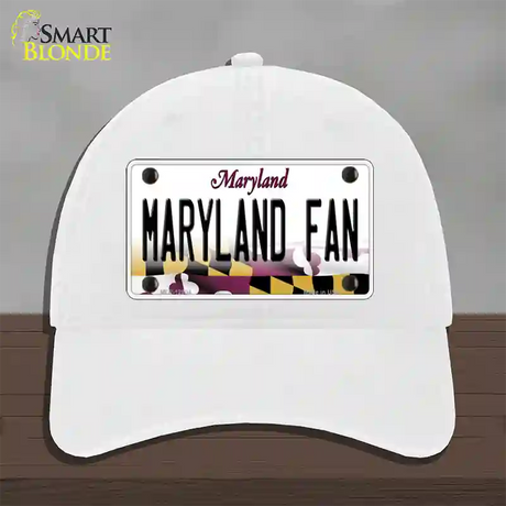 Maryland Fan Novelty License Plate Hat Tag Unconstructed Cotton / White