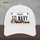 Go Navy Novelty License Plate Hat Tag Unconstructed Cotton / White