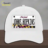 Johns Hopkins Novelty License Plate Hat Tag Unconstructed Cotton / White