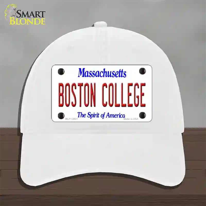 Boston College Novelty License Plate Hat Unconstructed Cotton / White