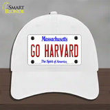 Go Harvard Novelty License Plate Hat Unconstructed Cotton / White