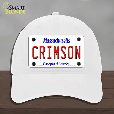 Crimson Novelty License Plate Hat Unconstructed Cotton / White