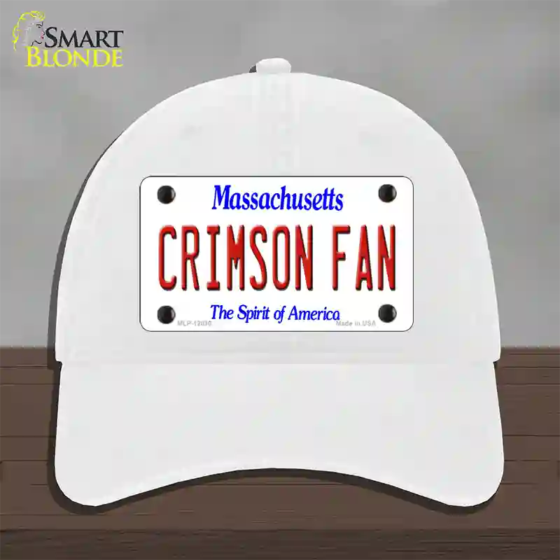 Crimson Fan Novelty License Plate Hat Unconstructed Cotton / White