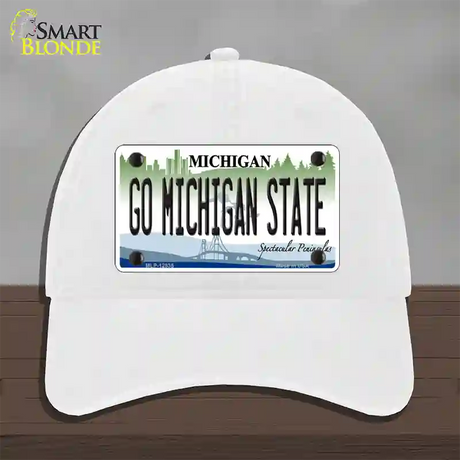 Go Michigan State Novelty License Plate Hat Unconstructed Cotton / White