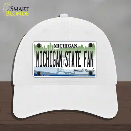 Michigan State Fan Novelty License Plate Hat Unconstructed Cotton / White