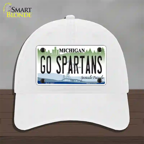 Go Spartans Novelty License Plate Hat Unconstructed Cotton / White