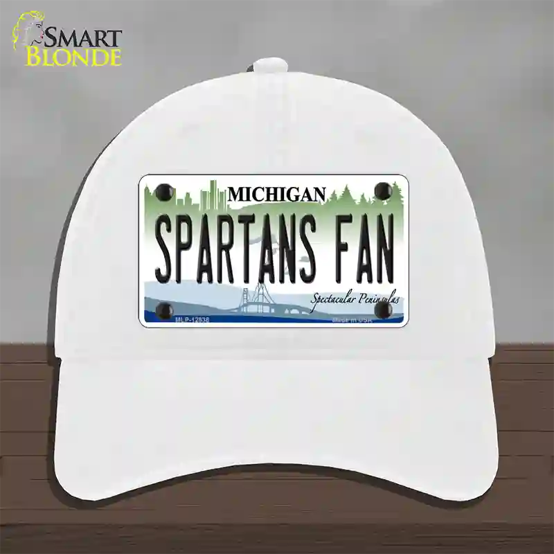 Spartans Fan Novelty License Plate Hat Unconstructed Cotton / White