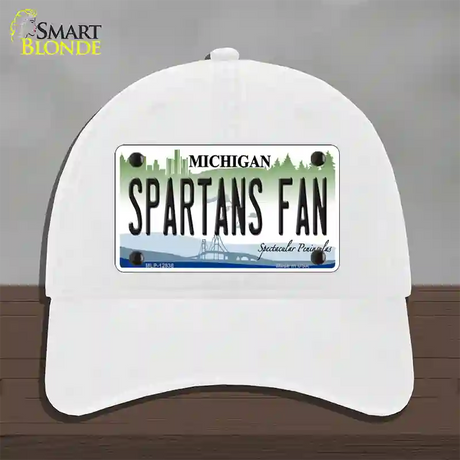 Spartans Fan Novelty License Plate Hat Unconstructed Cotton / White