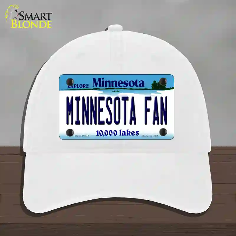 Minnesota Fan Novelty License Plate Hat Unconstructed Cotton / White