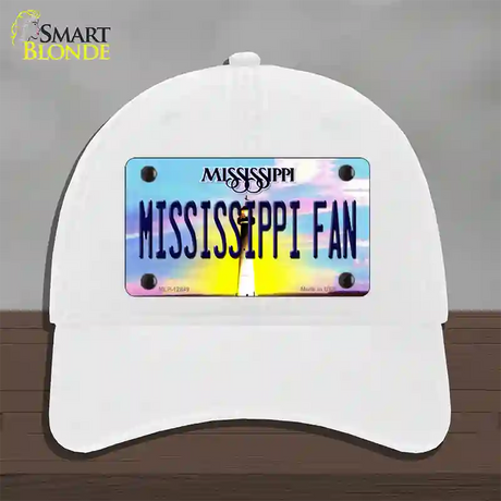 Mississippi Fan Novelty License Plate Hat Unconstructed Cotton / White