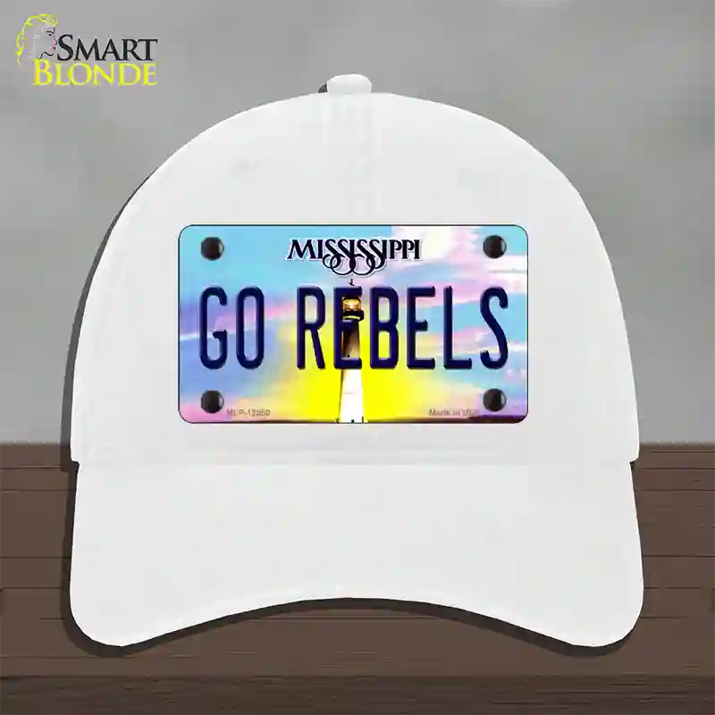 Go Rebels Novelty License Plate Hat Unconstructed Cotton / White