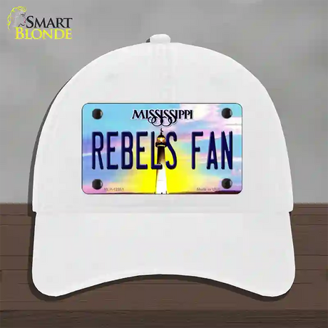 Rebels Fan Novelty License Plate Hat Unconstructed Cotton / White