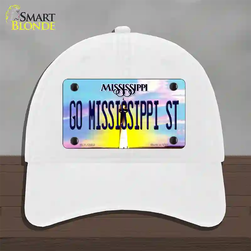 Go Mississippi State Novelty License Plate Hat Unconstructed Cotton / White