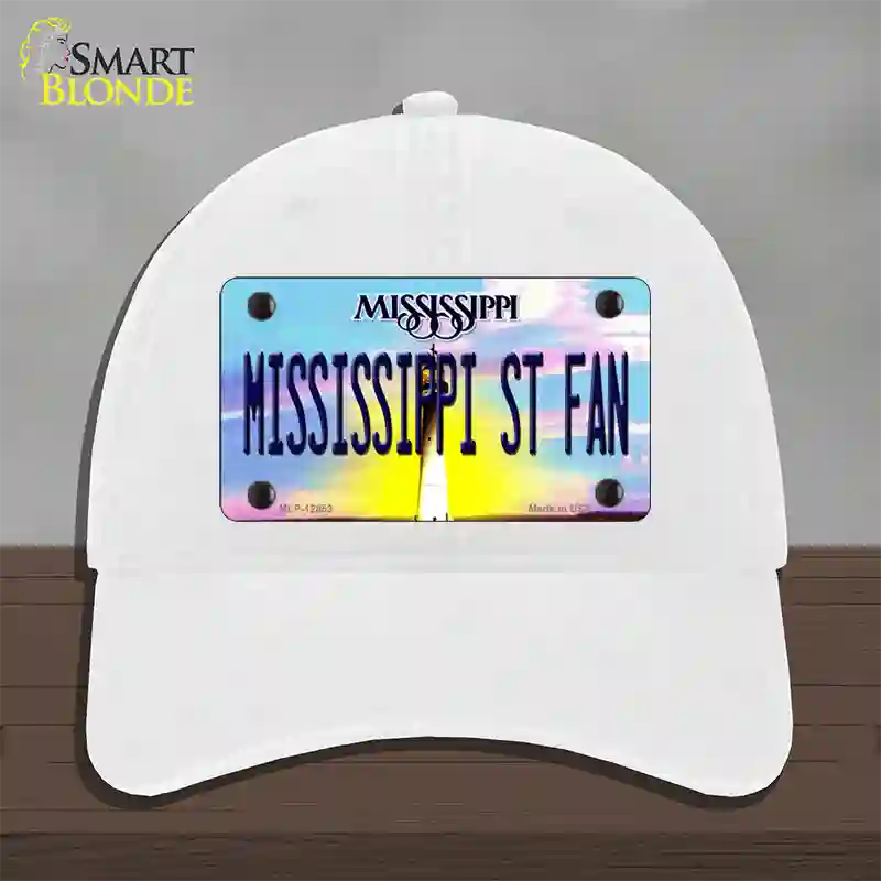 Mississippi State Fan Novelty License Plate Hat Unconstructed Cotton / White