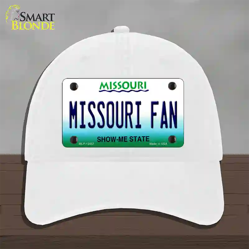 Missouri Fan Novelty License Plate Hat Unconstructed Cotton / White