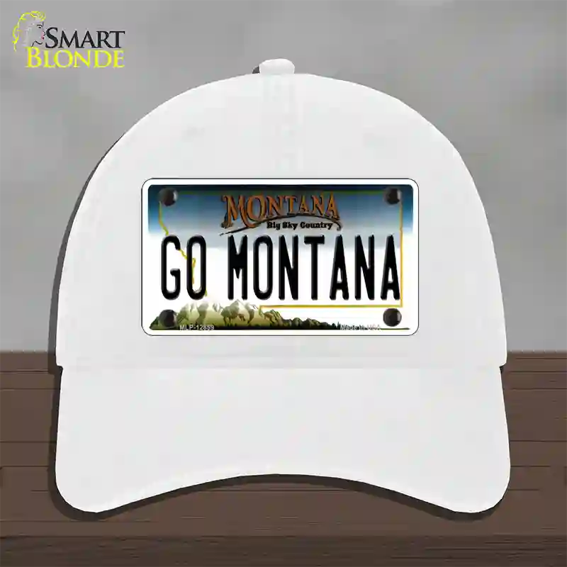 Go Montana Novelty License Plate Hat Unconstructed Cotton / White