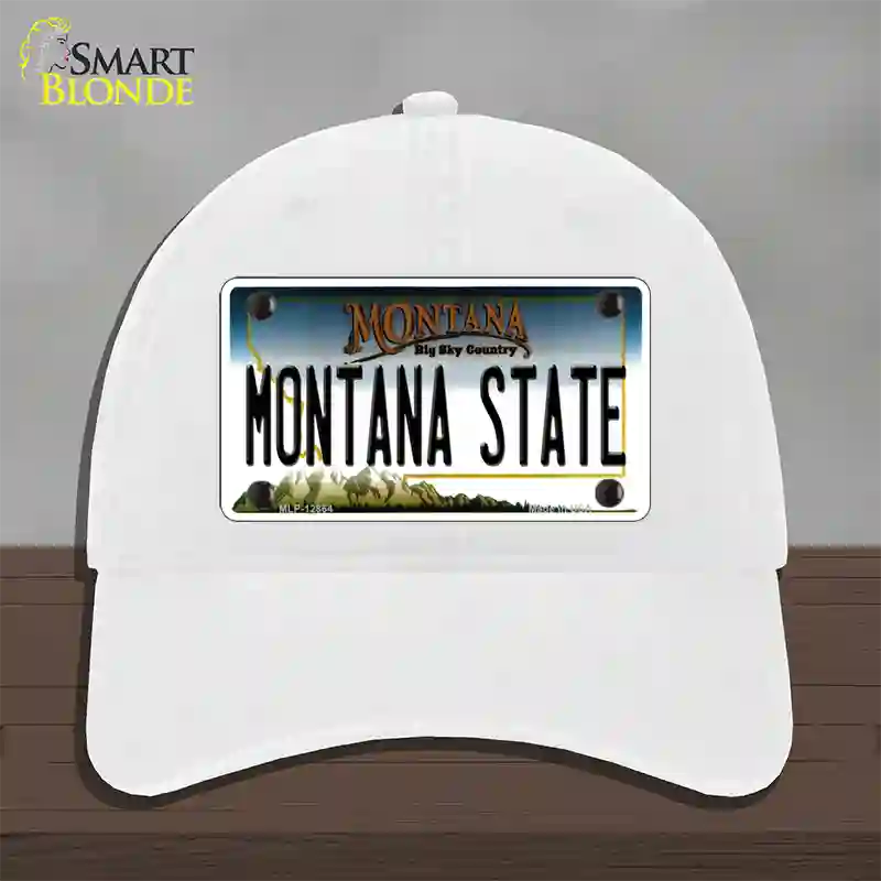 Montana State Univ Novelty License Plate Hat Unconstructed Cotton / White