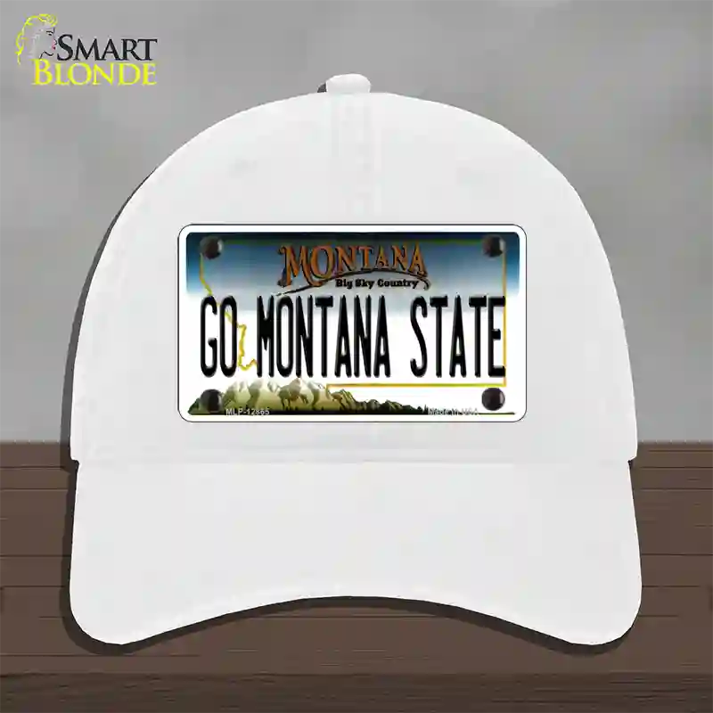 Go Montana State Novelty License Plate Hat Unconstructed Cotton / White