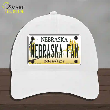 Nebraska Fan Novelty License Plate Hat Unconstructed Cotton / White