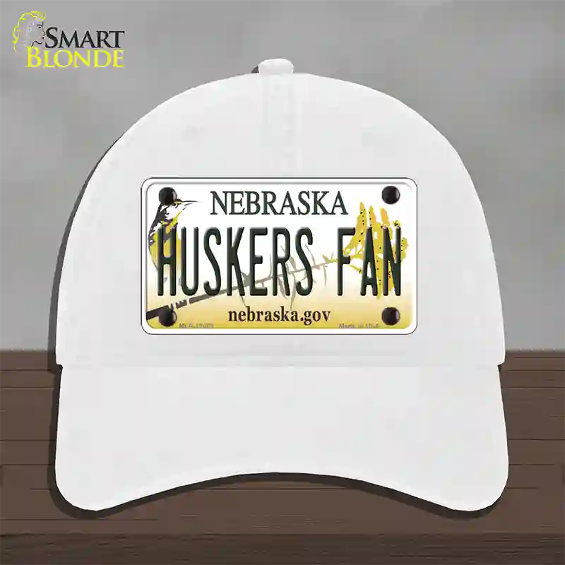 Huskers Fan Novelty License Plate Hat Unconstructed Cotton / White