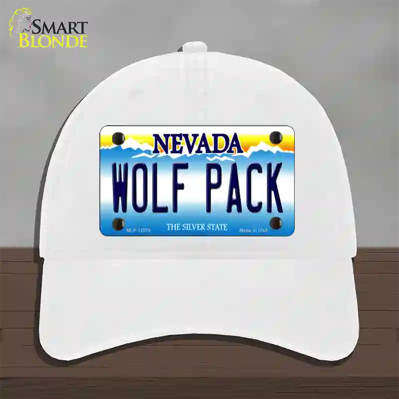 Wolf Pack Novelty License Plate Hat Unconstructed Cotton / White