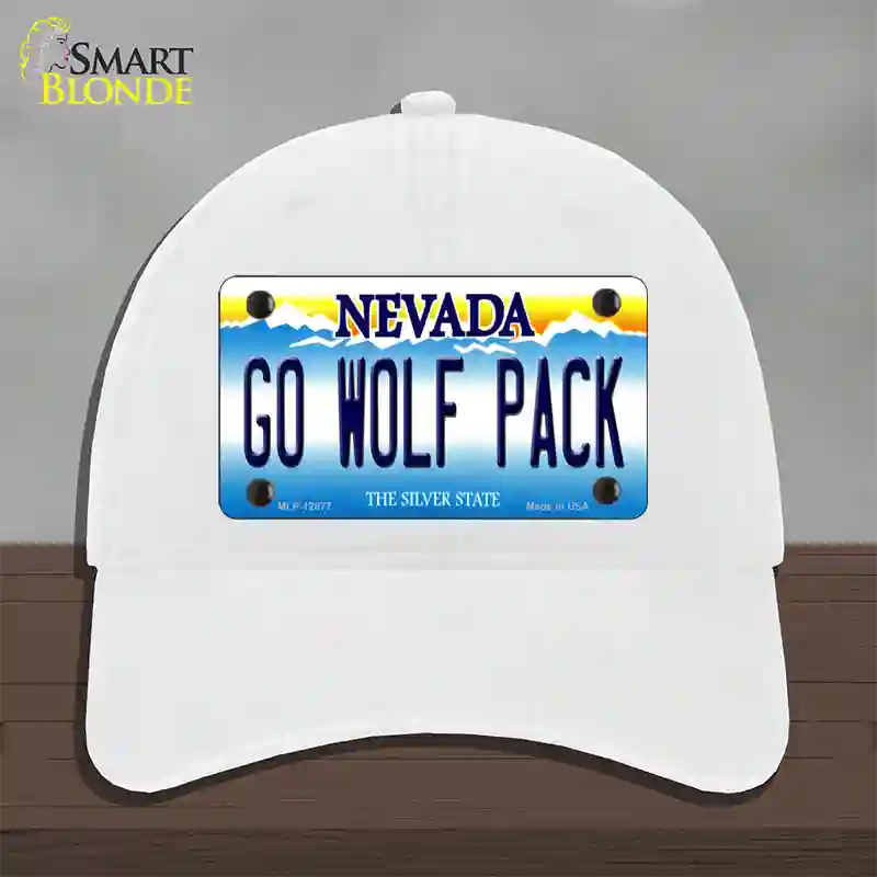 Go Wolf Pack Novelty License Plate Hat Unconstructed Cotton / White