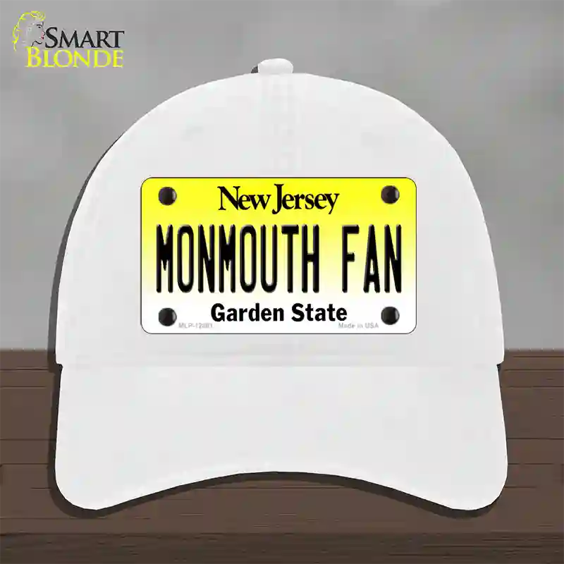 Monmouth Fan Novelty License Plate Hat Unconstructed Cotton / White