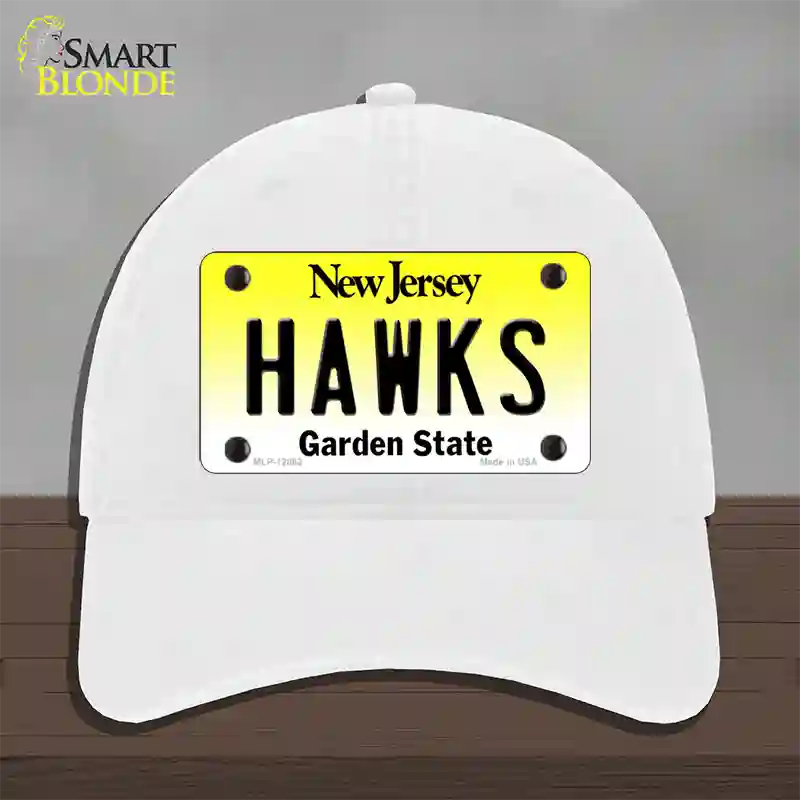 Hawks Novelty License Plate Hat Unconstructed Cotton / White