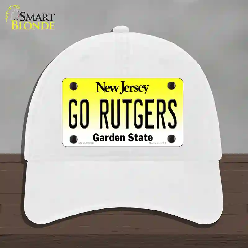 Go Rutgers Novelty License Plate Hat Unconstructed Cotton / White