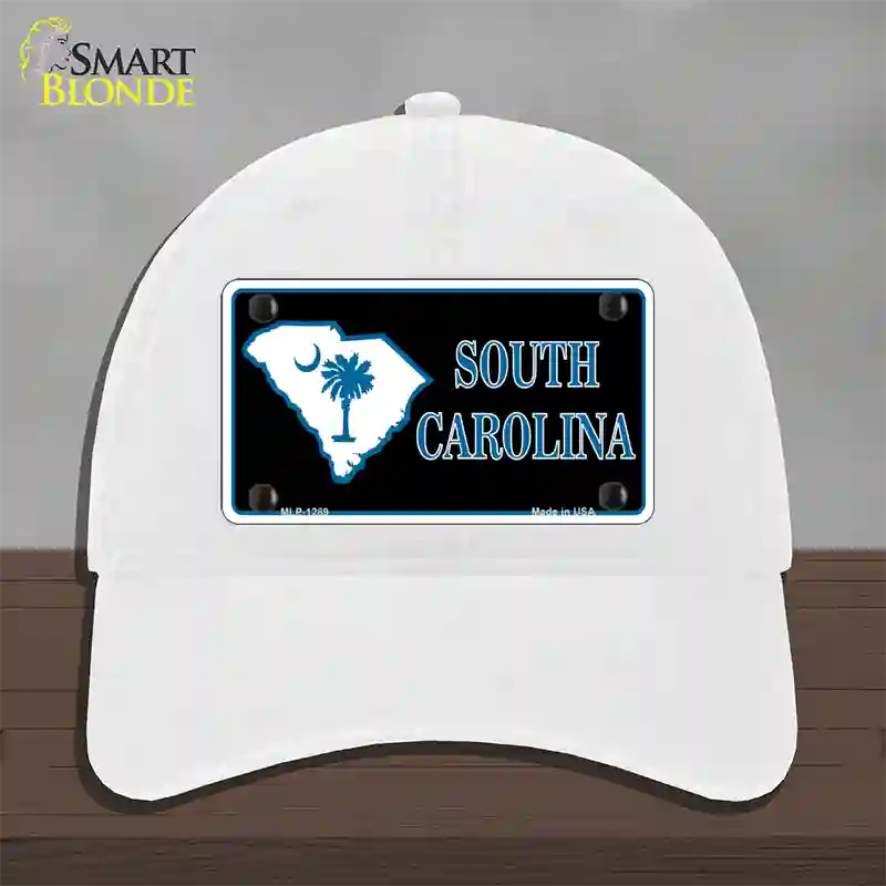 South Carolina Flag Novelty License Plate Hat Unconstructed Cotton / White