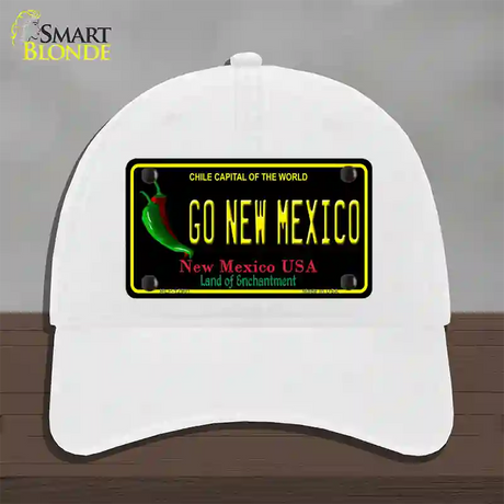 Go New Mexico Novelty License Plate Hat Unconstructed Cotton / White