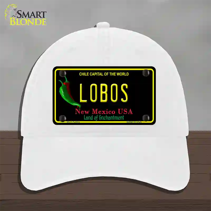 Lobos Novelty License Plate Hat Unconstructed Cotton / White