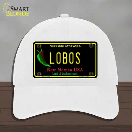 Lobos Novelty License Plate Hat Unconstructed Cotton / White