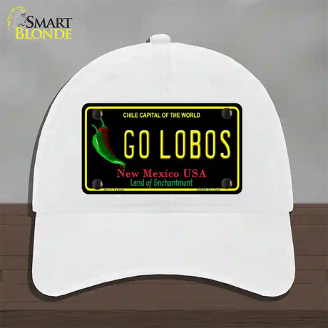 Go Lobos Novelty License Plate Hat Unconstructed Cotton / White