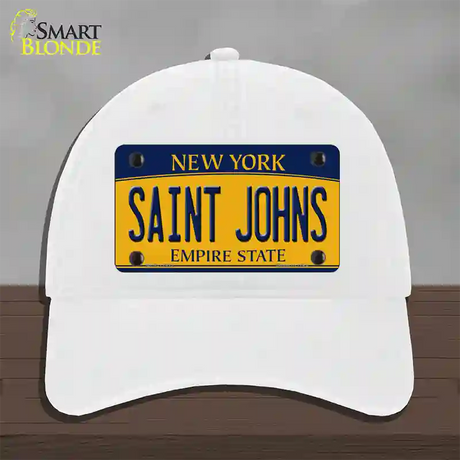 Saint Johns Novelty License Plate Hat Unconstructed Cotton / White