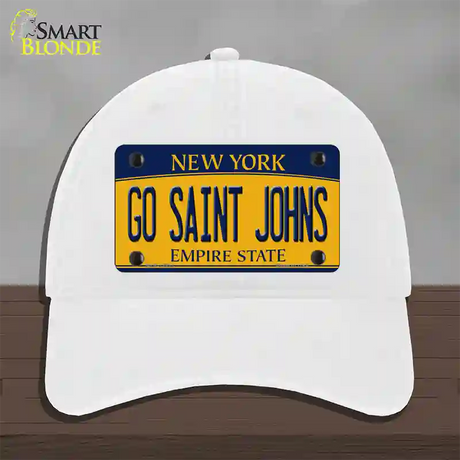 Go Saint Johns Novelty License Plate Hat Unconstructed Cotton / White