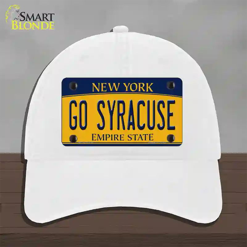 Go Syracuse Novelty License Plate Hat Unconstructed Cotton / White