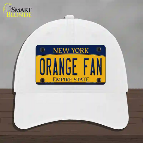 Orange Fan Novelty License Plate Hat Unconstructed Cotton / White