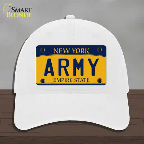 Army Novelty License Plate Hat Unconstructed Cotton / White