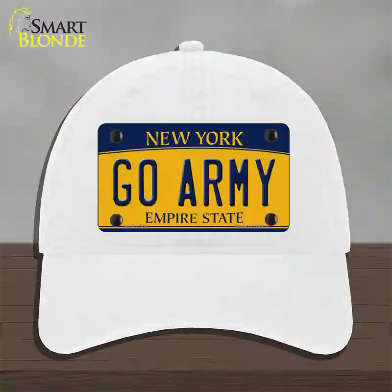 Go Army Novelty License Plate Hat Unconstructed Cotton / White