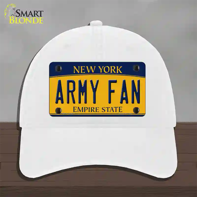 Army Fan Novelty License Plate Hat Unconstructed Cotton / White