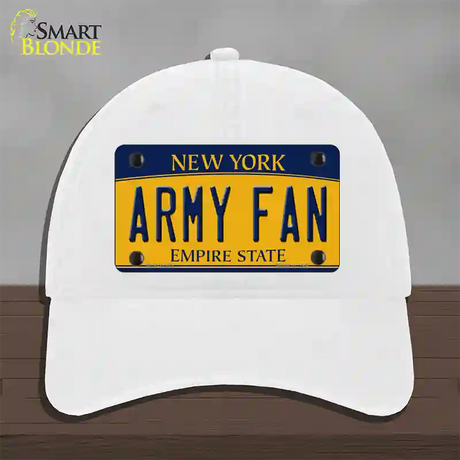 Army Fan Novelty License Plate Hat Unconstructed Cotton / White