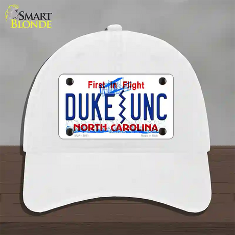 Duke | UNC Novelty License Plate Hat Unconstructed Cotton / White